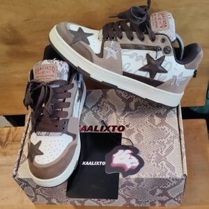 Kaalixto Retro Star Skate Shoes In Vintage Brown Size 43 With Box/Extra Laces